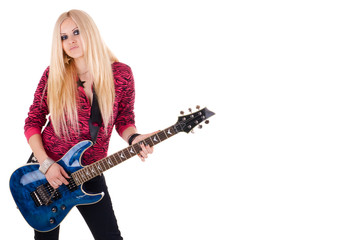 Obraz premium beautiful blonde with a guitar