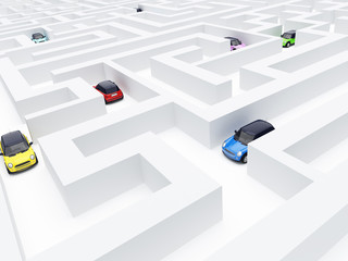 toy cars in the maze