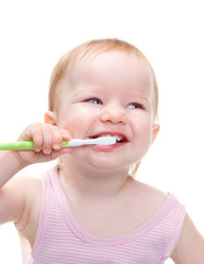 Girl with toothbrush