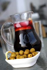 spanish style table - sangria and olives