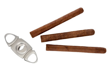 guillotine cigar and cigar on a white background