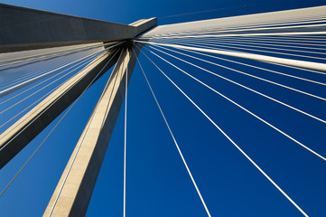 abstract cable suspension bridge - 18416376