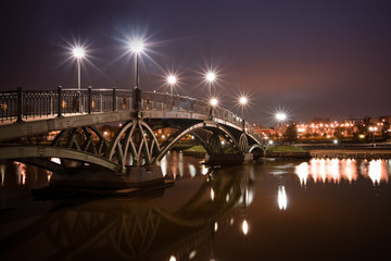 Fototapeta na wymiar Tsaritsino bridge at night