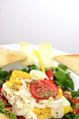 baked feta cheese on lambs lettuce