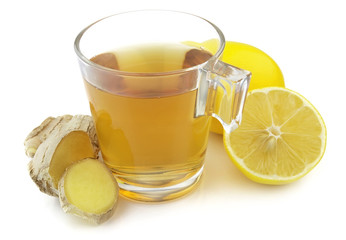 Tea with ginger and lemon