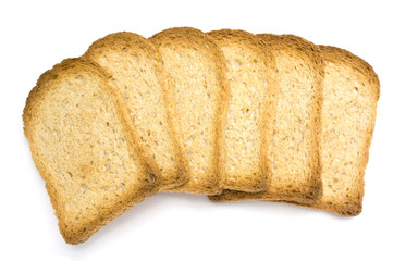 Many toasts isolated in a white background