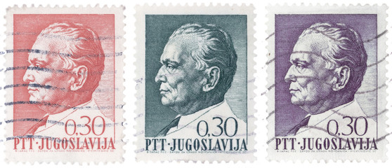 Vintage stamps of Josip Broz Tito, former Yugoslav communist