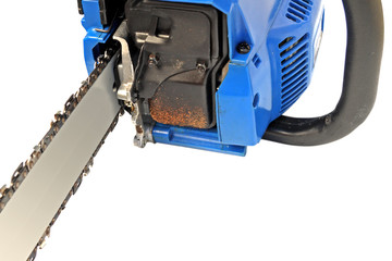 Fototapeta premium tronçonneuse bleue fond blanc