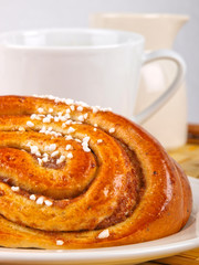 Cinnamon bun close up