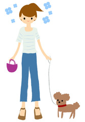 犬の散歩をする女の子