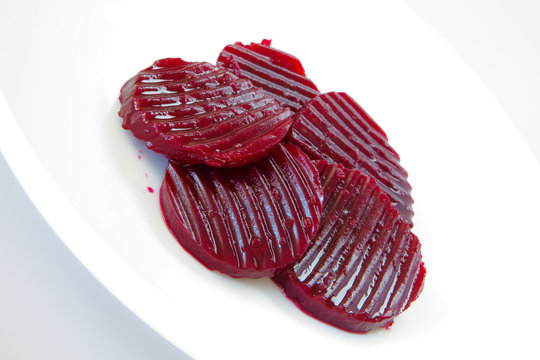 Pickled beetroots on a plate