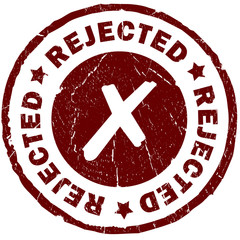 Rejected red grunge stamp over white