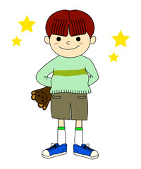 ぬいぐるみを持った男の子