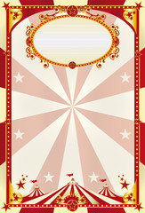 red and cream poster with big top