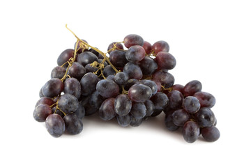 Bunch of black grapes isolated on white background