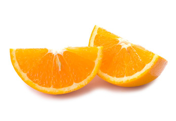 piece of fresh orange fruit with shadow