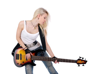 Cute female playing guitar