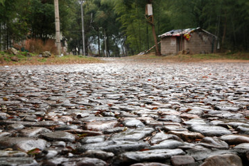 cobbled stone square