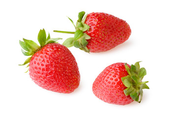 Fresh and tasty strawberries on white background