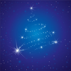 Obraz premium Christmas tree from stars on the sky