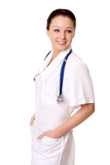 Portrait of successful cute female doctor