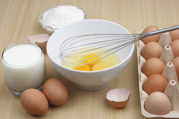 Eggs,flour and milk