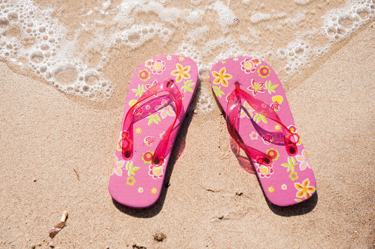 flip flops at the beach