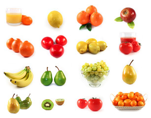 Fruits collection isolated