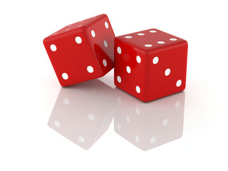 Red dices isolated on white