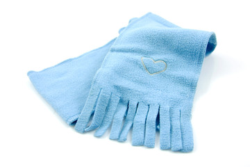 Blue scarf for children over white background