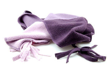 purple scarf for children over white background