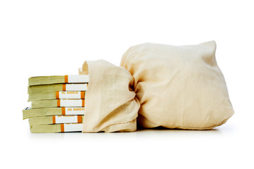 Sacks of money isolated on the white
