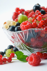 Splitted berries in a bowl