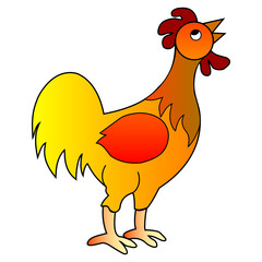 yellow rooster vector illustration