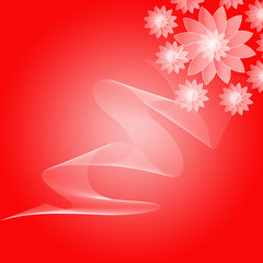 Red background with flower shapes