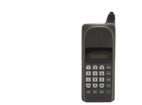 old cell phone isolated on white