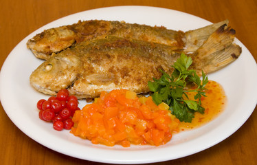 Fried fish in plate