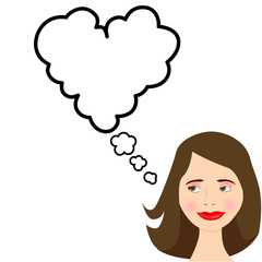 Cartoon Girl Dreams Love Romance in Speech Bubble