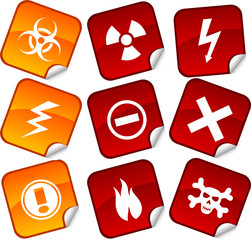 Warning sticker set. Vector illustration