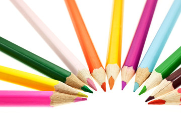 Naklejka premium crayons on white background