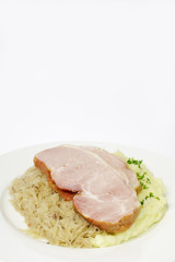 Kasselerbraten auf Sauerkraut,Kartoffelpüree