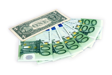 1 dollar and hundreds euro