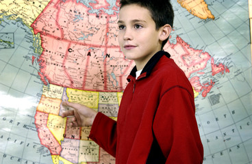 Boy at map