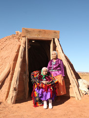 Mother and Daughter Traditional Navajo Women - 18470735
