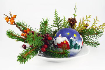 Christmas bouquet with a candle