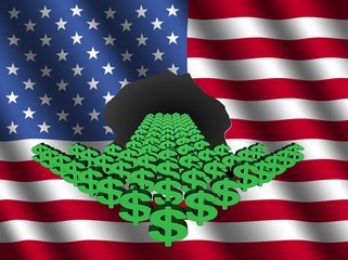 dollar symbols arrow with American flag illustration