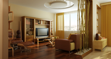 modern lounge room interior 3d rendering
