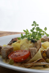 home made tagliatelle with fresh organic tomato
