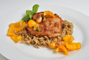grilled marinated organic chicken chasseur with organic paprika