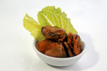 some fresh organic mussel ready to eat